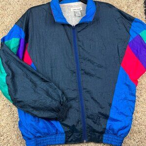 VTG Lauren Brooke Unisex Colorblock Nylon Jacket Red Blue Green Purple Full Zip